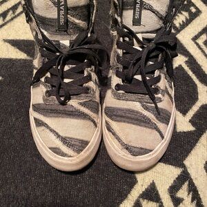 Supra High-Top Sneakers in Black and White w/ side zippers
